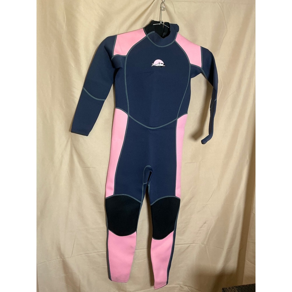 XUKER‎ Full Body Wetsuit Kids Youth 16 Navy Pink Excellent 3mm Neoprene Diving